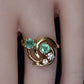 14K Yellow Gold Emerald & Diamond Swirl Ring – Size 7.25