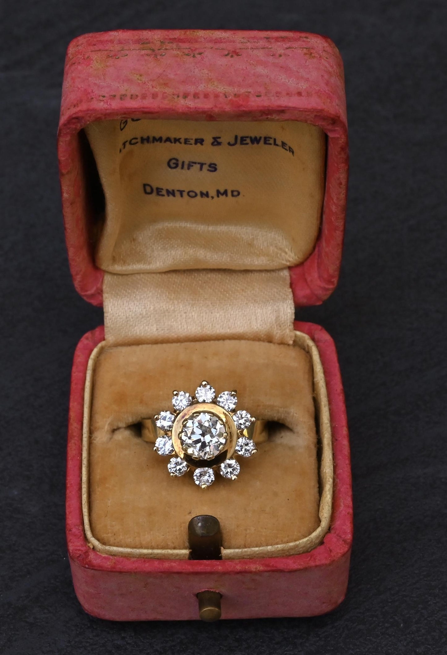 GIA Certified 1.45 CTW Antique Art Deco Old European Cut Diamond Cluster Ring