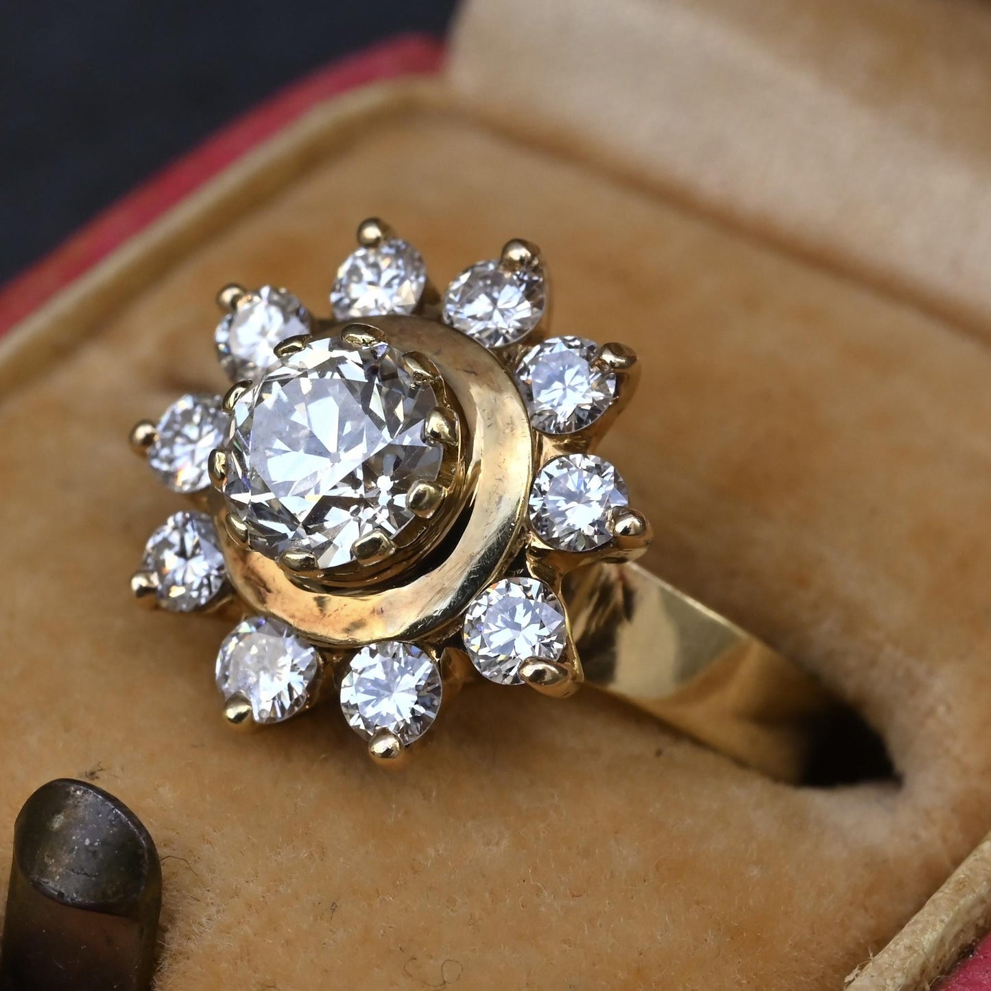 GIA Certified 1.45 CTW Antique Art Deco Old European Cut Diamond Cluster Ring