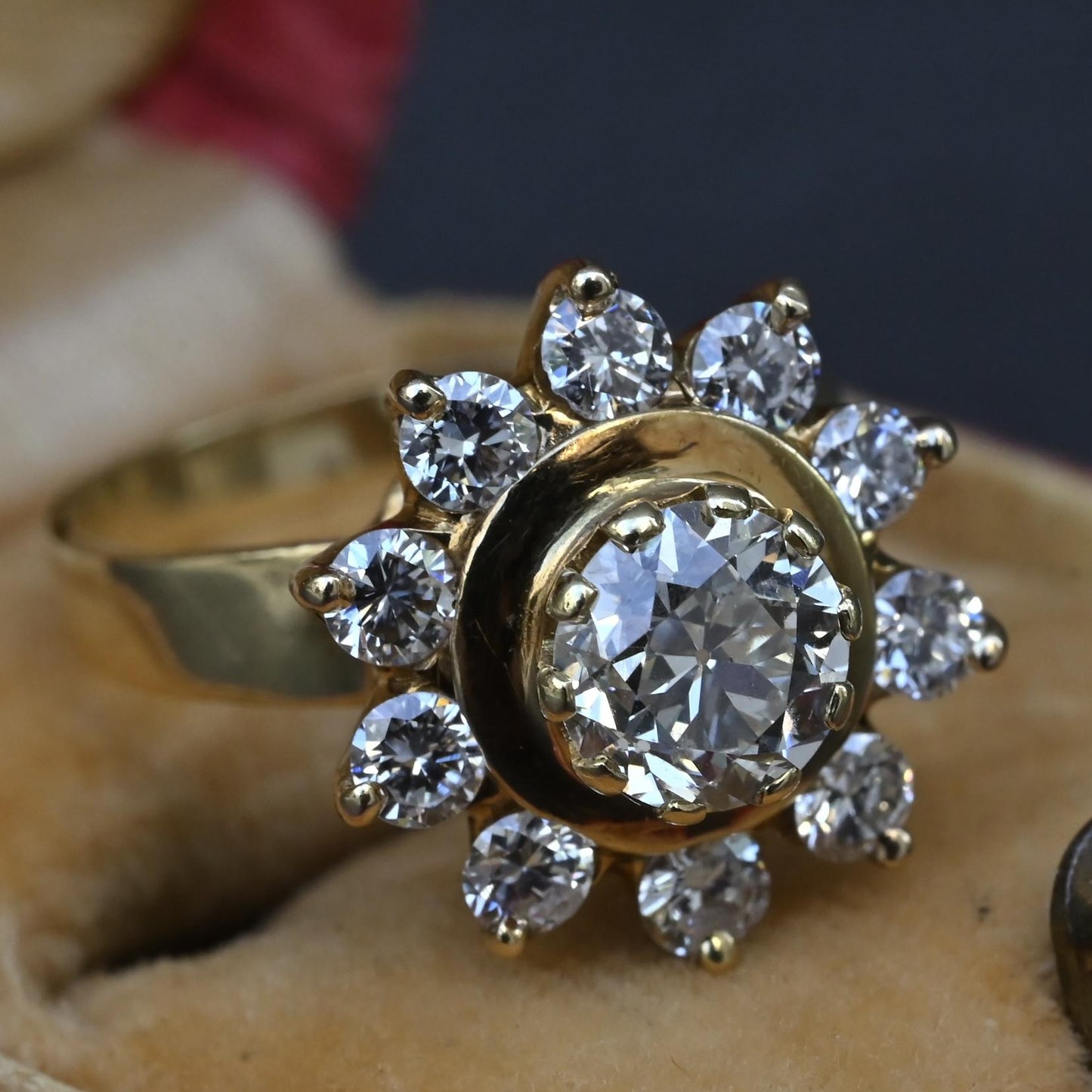 GIA Certified 1.45 CTW Antique Art Deco Old European Cut Diamond Cluster Ring