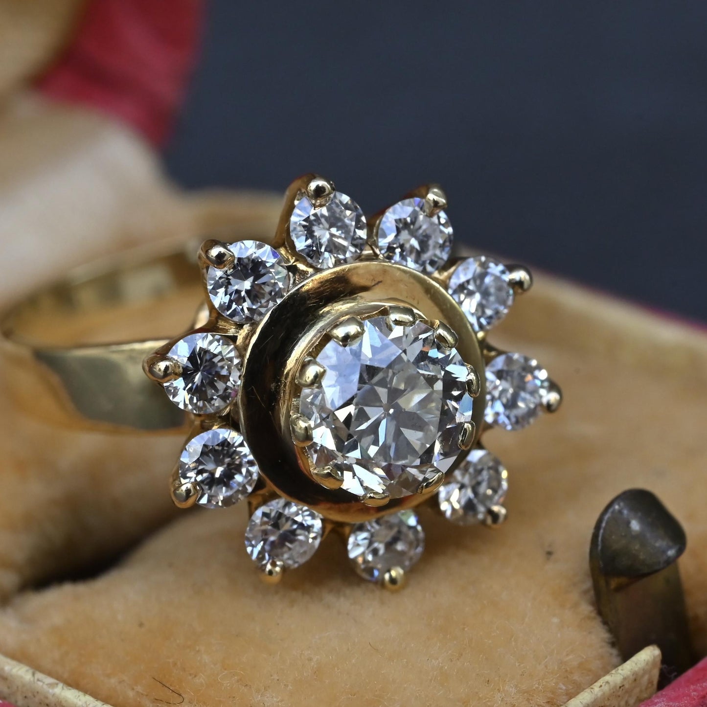 GIA Certified 1.45 CTW Antique Art Deco Old European Cut Diamond Cluster Ring