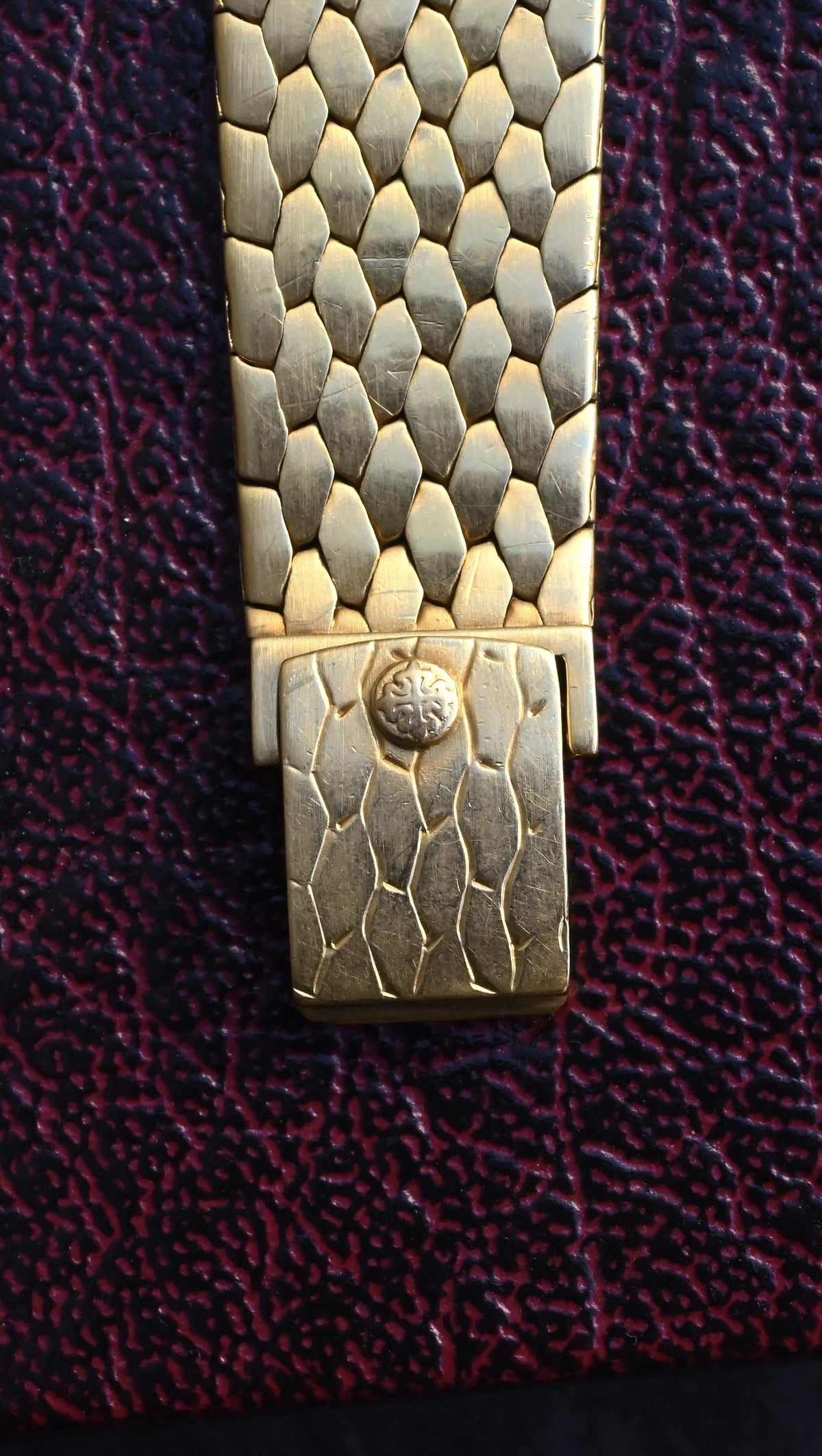 Rare Vintage Patek Philippe 3604/1 18K Yellow Gold Cushion Burgundy Dial - Uncut