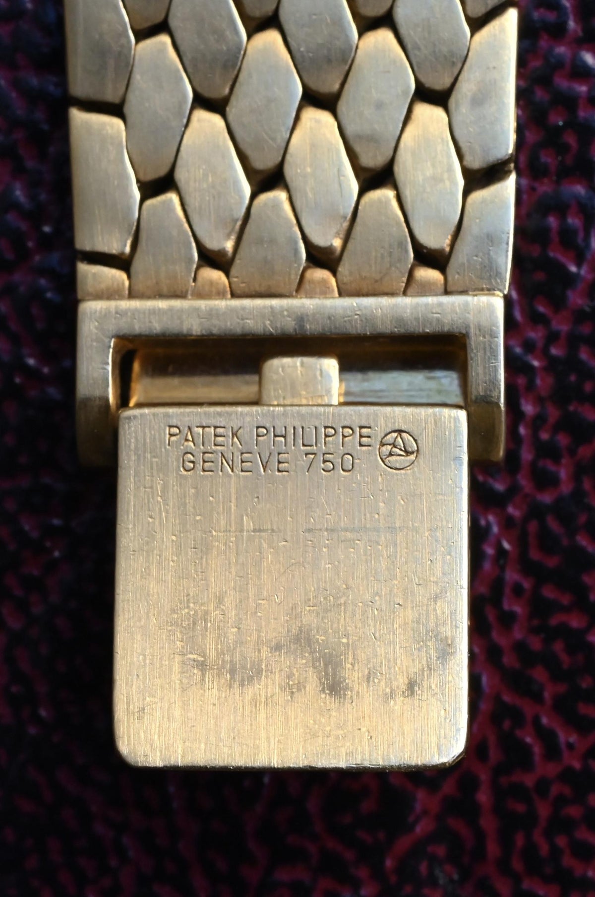 Rare Vintage Patek Philippe 3604/1 18K Yellow Gold Cushion Burgundy Dial - Uncut