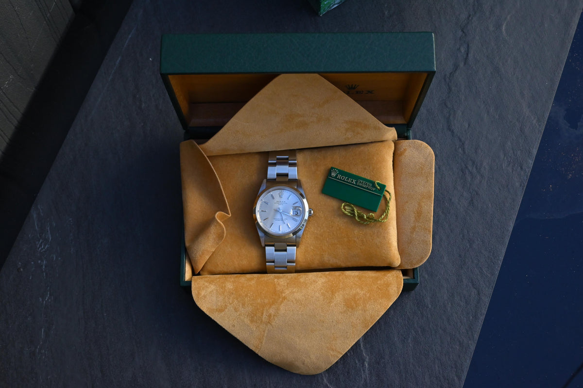 Rolex Oyster Perpetual Date 15200 Silver Dial Stainless Steel - Full Set B+P
