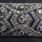 Rare Antique Art Deco Platinum 4.00ctw Diamond & Lab Sapphire Brooch Pendant IGI