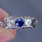 Beautiful Art Deco Period Diamond & Sapphire Ring With Old Euro Diamonds