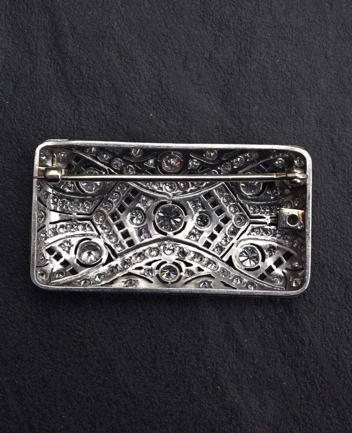 Rare Antique Art Deco Platinum 4.00ctw Diamond & Lab Sapphire Brooch Pendant IGI