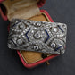Rare Antique Art Deco Platinum 4.00ctw Diamond & Lab Sapphire Brooch Pendant IGI