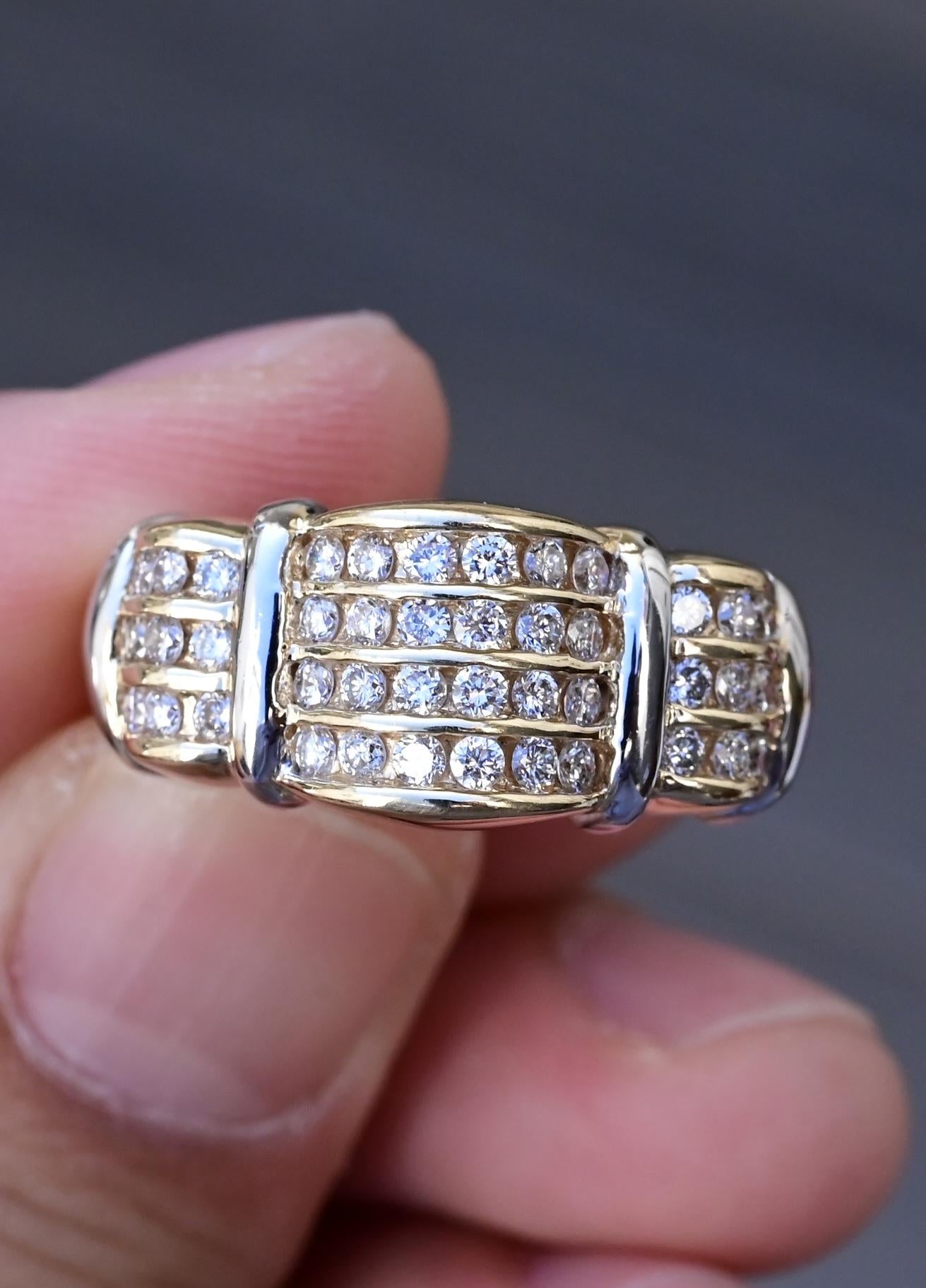 14K Yellow Gold Wide Band Diamond Ring 9.51 Grams Natural Diamonds