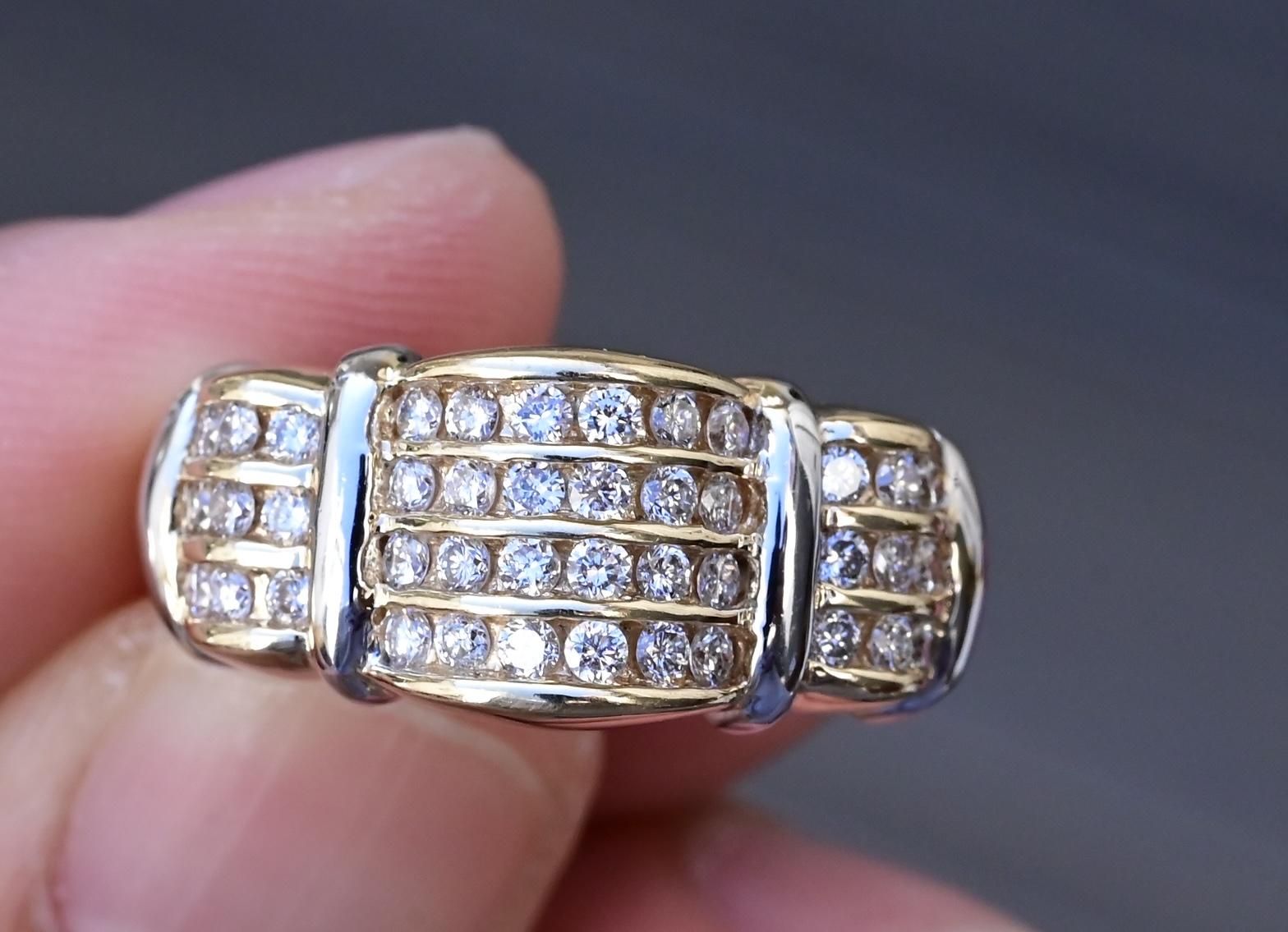 14K Yellow Gold Wide Band Diamond Ring 9.51 Grams Natural Diamonds