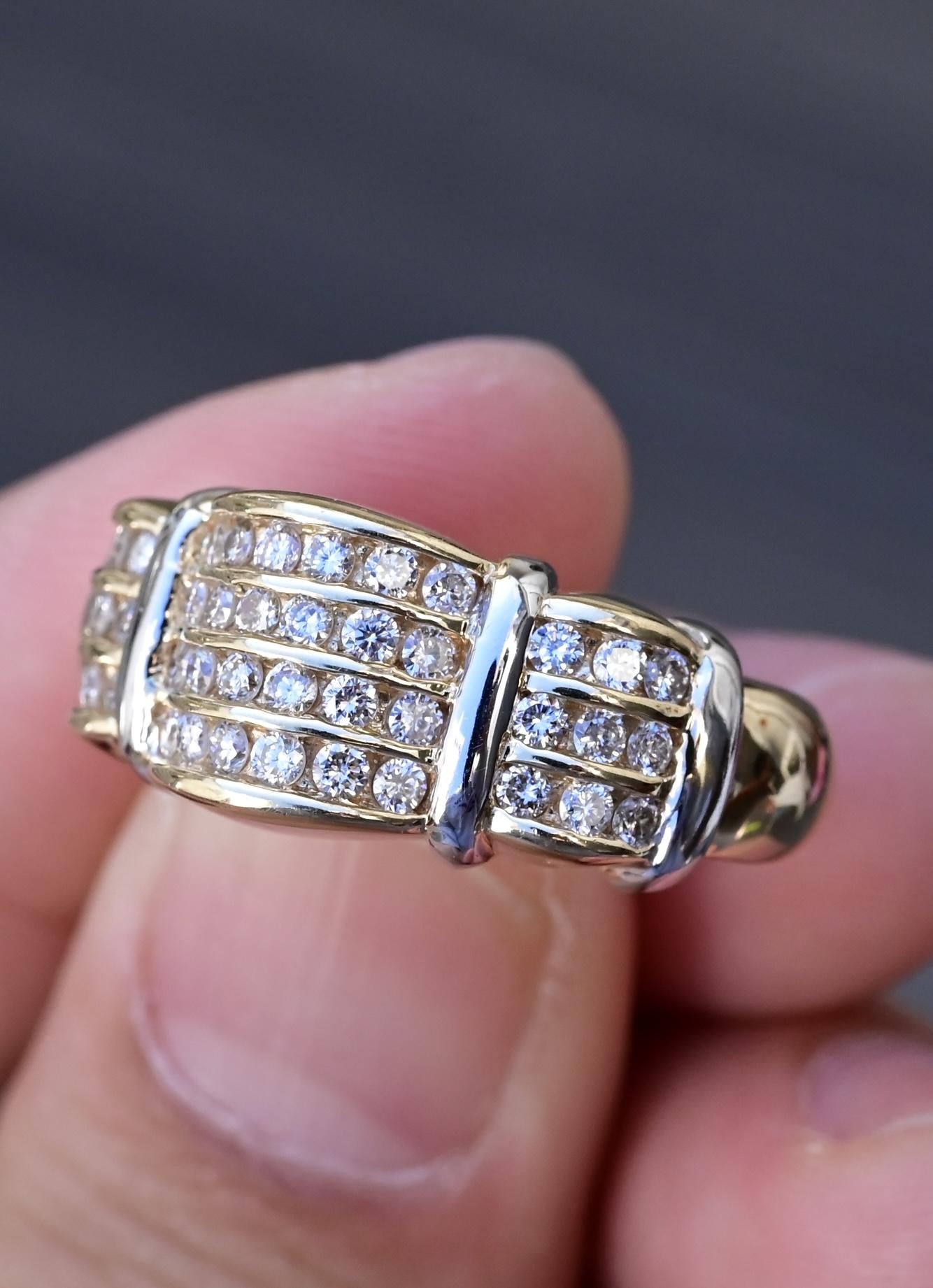 14K Yellow Gold Wide Band Diamond Ring 9.51 Grams Natural Diamonds