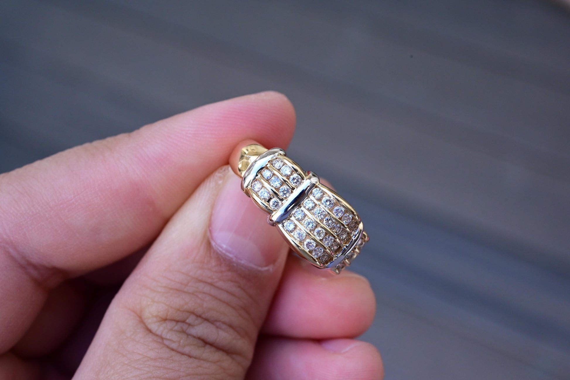 14K Yellow Gold Wide Band Diamond Ring 9.51 Grams Natural Diamonds