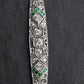 Art Deco Platinum 1.25ctw Diamond & Green Stone Filigree Line Bracelet IGI Cert.