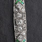 Art Deco Platinum 1.25ctw Diamond & Green Stone Filigree Line Bracelet IGI Cert.