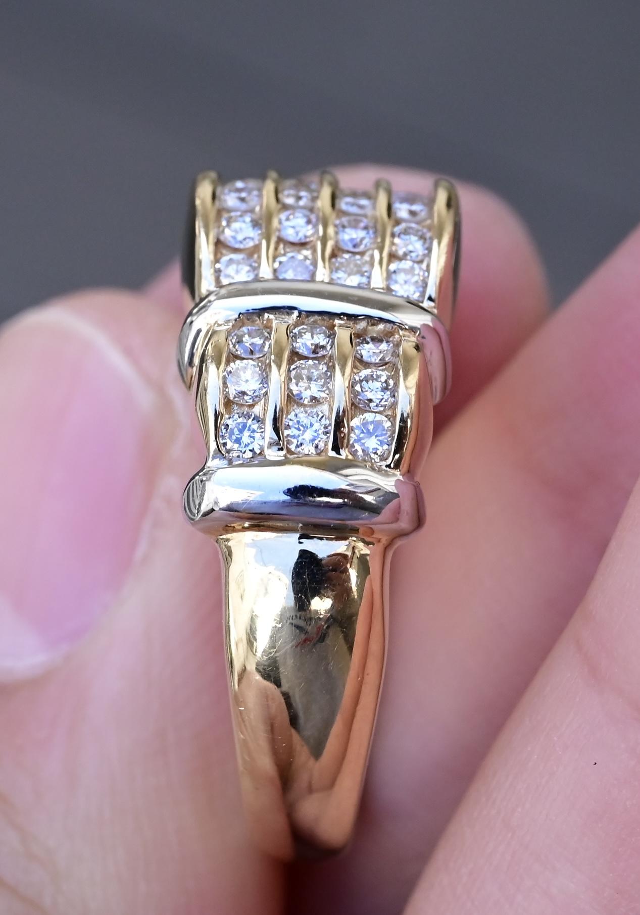 14K Yellow Gold Wide Band Diamond Ring 9.51 Grams Natural Diamonds