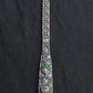 Art Deco Platinum 1.25ctw Diamond & Green Stone Filigree Line Bracelet IGI Cert.
