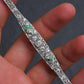 Art Deco Platinum 1.25ctw Diamond & Green Stone Filigree Line Bracelet IGI Cert.