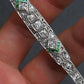 Art Deco Platinum 1.25ctw Diamond & Green Stone Filigree Line Bracelet IGI Cert.