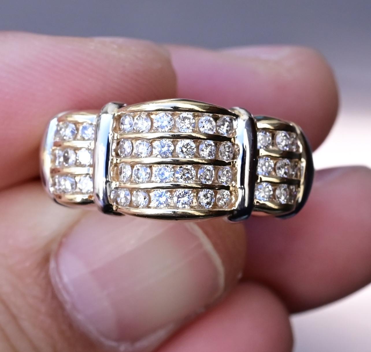 14K Yellow Gold Wide Band Diamond Ring 9.51 Grams Natural Diamonds