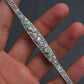 Art Deco Platinum 1.25ctw Diamond & Green Stone Filigree Line Bracelet IGI Cert.