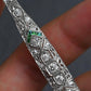 Art Deco Platinum 1.25ctw Diamond & Green Stone Filigree Line Bracelet IGI Cert.