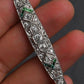 Art Deco Platinum 1.25ctw Diamond & Green Stone Filigree Line Bracelet IGI Cert.