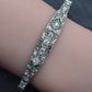 Art Deco Platinum 1.25ctw Diamond & Green Stone Filigree Line Bracelet IGI Cert.