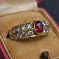 Tiffany & Co. 18K Yellow Gold 0.75ct Cabochon Ruby & 1.00ctw Diamond Ring Size 5