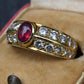 Tiffany & Co. 18K Yellow Gold 0.75ct Cabochon Ruby & 1.00ctw Diamond Ring Size 5
