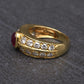 Tiffany & Co. 18K Yellow Gold 0.75ct Cabochon Ruby & 1.00ctw Diamond Ring Size 5
