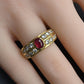 Tiffany & Co. 18K Yellow Gold 0.75ct Cabochon Ruby & 1.00ctw Diamond Ring Size 5