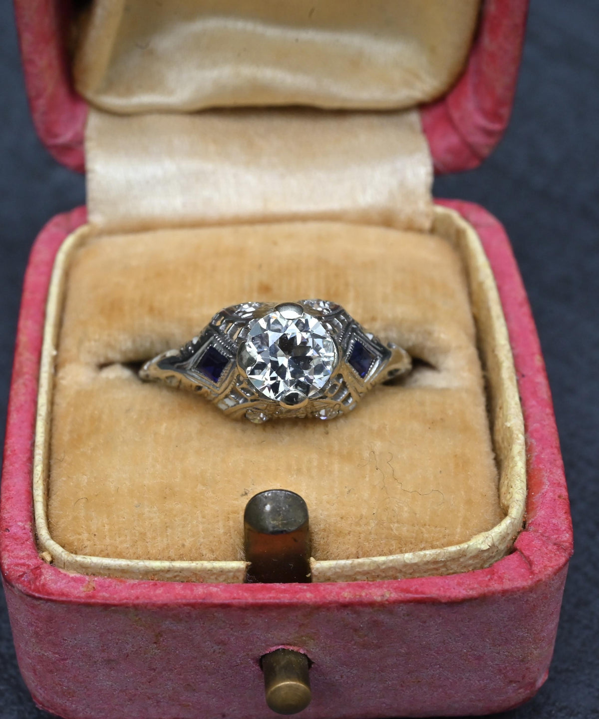Antique Art Deco 14K/18K White Gold 0.80ctw Old European Diamond Ring IGI Cert.