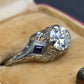 Antique Art Deco 14K/18K White Gold 0.80ctw Old European Diamond Ring IGI Cert.