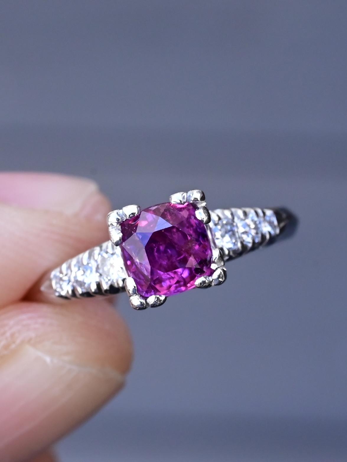 Platinum Sapphire & Diamond Ring – 0.68 CT Sapphire, 0.08 TCW Diamonds, Size 8