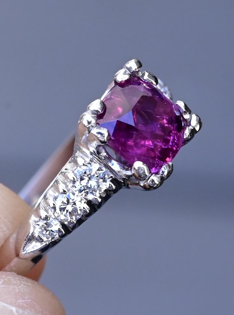 Platinum Sapphire & Diamond Ring – 0.68 CT Sapphire, 0.08 TCW Diamonds, Size 8