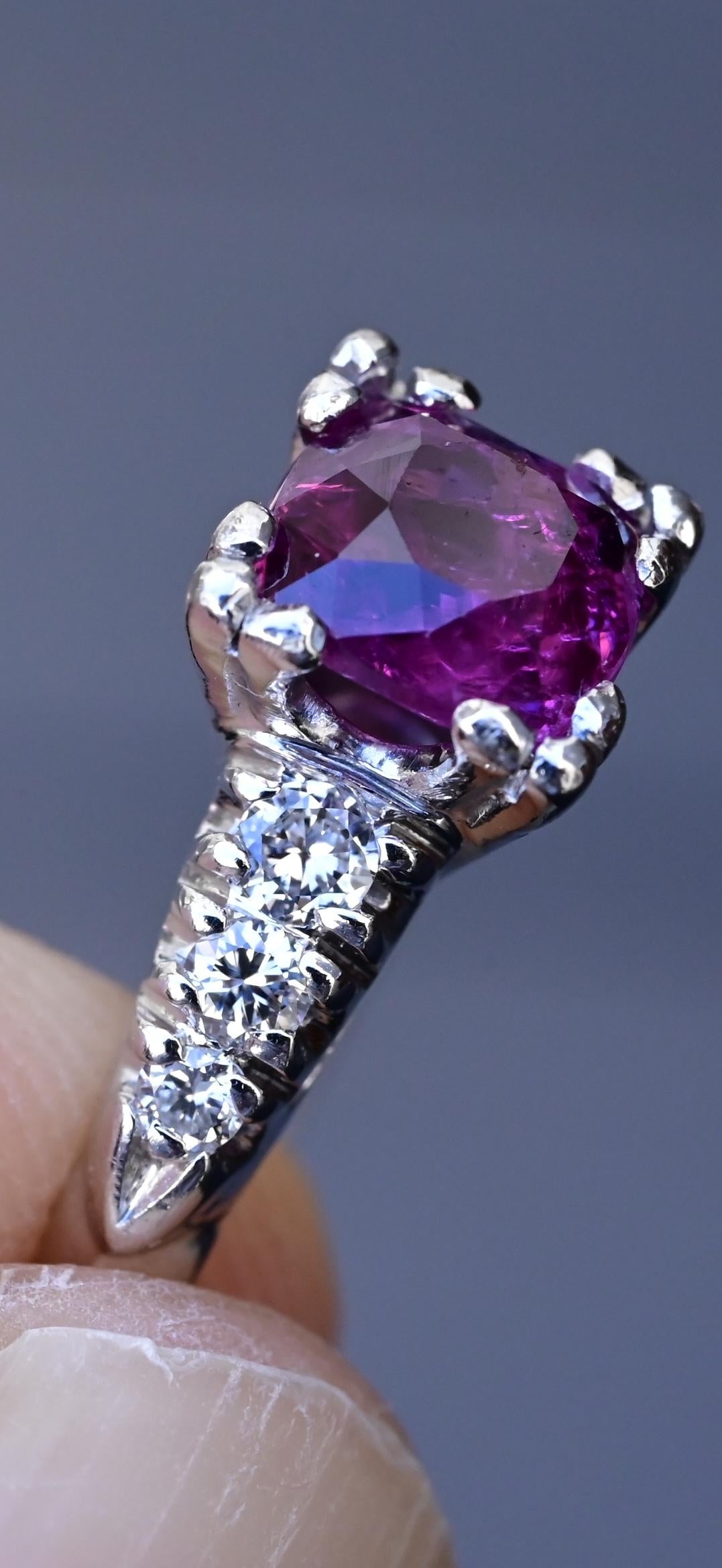 Platinum Sapphire & Diamond Ring – 0.68 CT Sapphire, 0.08 TCW Diamonds, Size 8