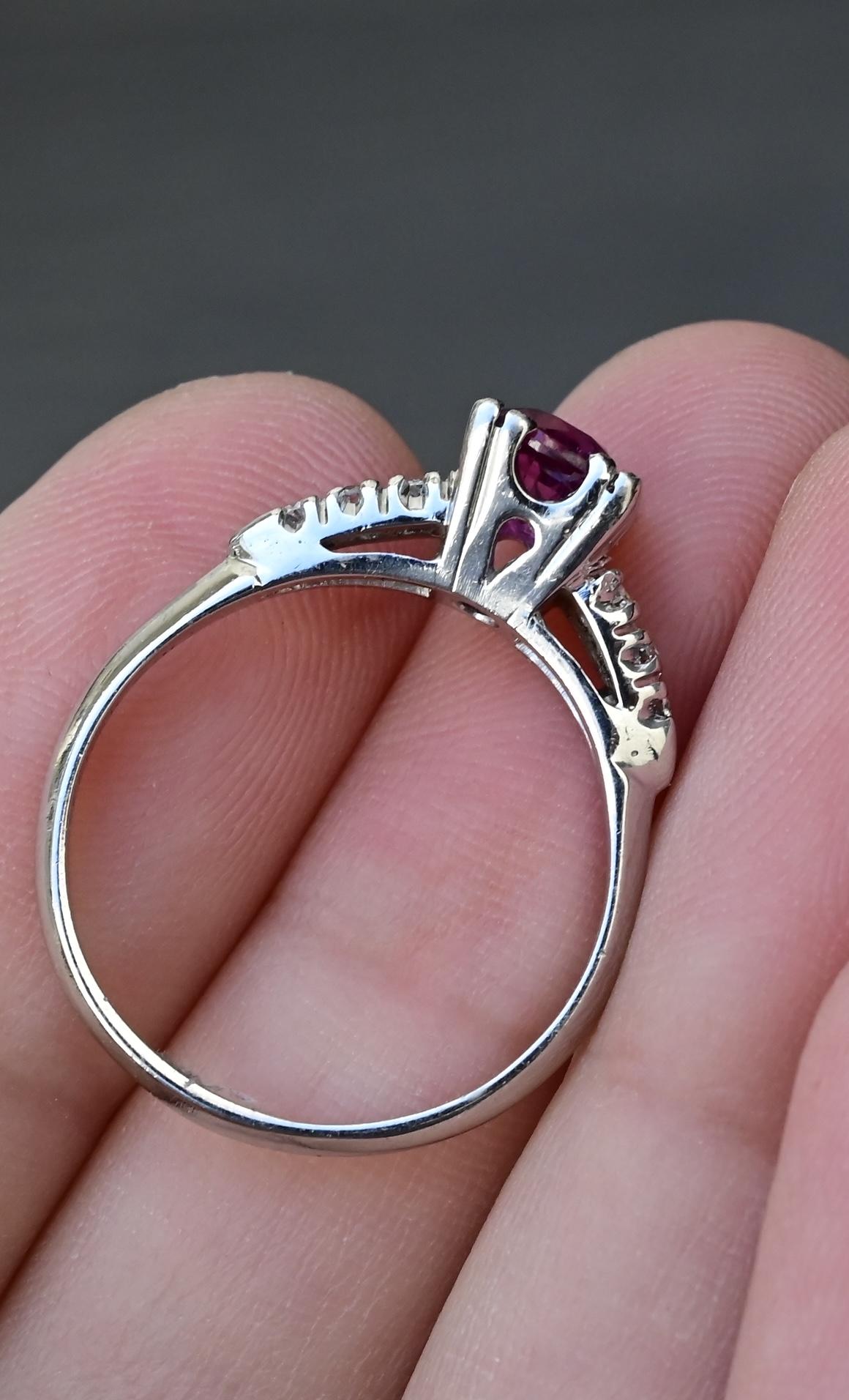 Platinum Sapphire & Diamond Ring – 0.68 CT Sapphire, 0.08 TCW Diamonds, Size 8