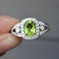 14K White Gold Peridot & Diamond Ring – Size 5.5 3.79 Grams