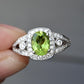 14K White Gold Peridot & Diamond Ring – Size 5.5 3.79 Grams