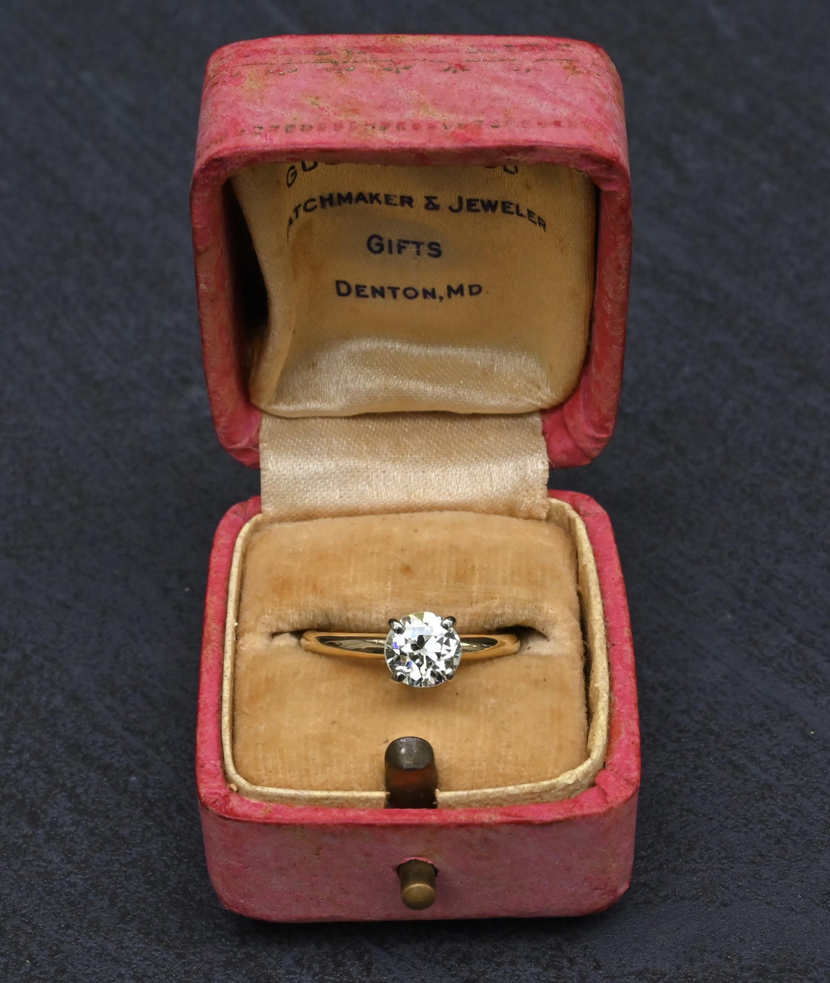 Antique 1.00ct Old European Cut Diamond Engagement Ring 14K Two Tone Gold Size 6