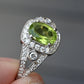 14K White Gold Peridot & Diamond Ring – Size 5.5 3.79 Grams