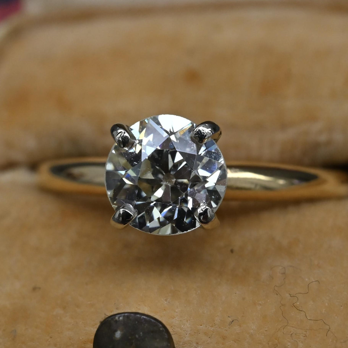 Antique 1.00ct Old European Cut Diamond Engagement Ring 14K Two Tone Gold Size 6