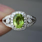 14K White Gold Peridot & Diamond Ring – Size 5.5 3.79 Grams