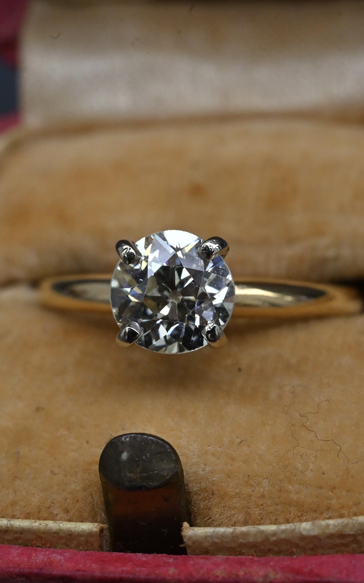 Antique 1.00ct Old European Cut Diamond Engagement Ring 14K Two Tone Gold Size 6