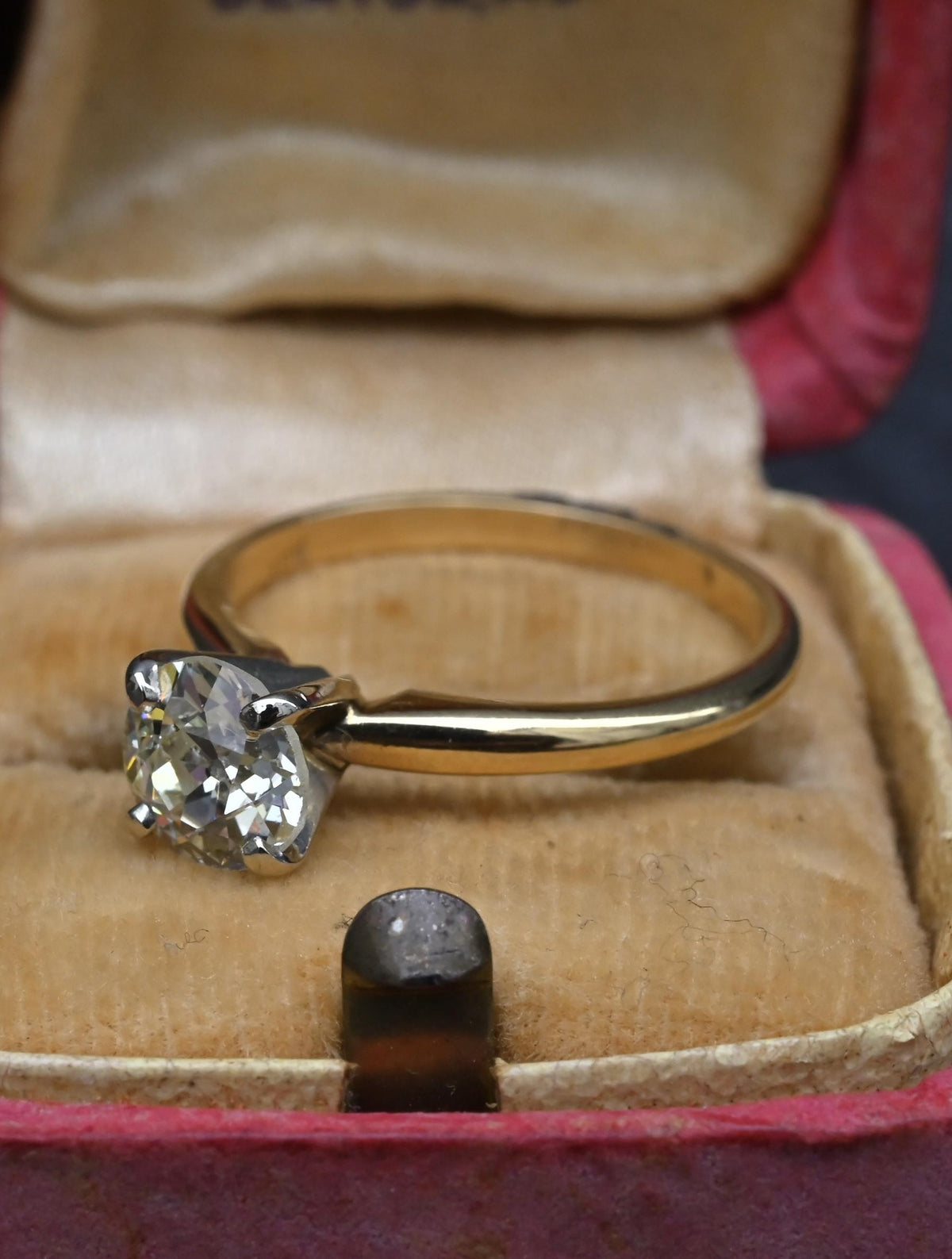 Antique 1.00ct Old European Cut Diamond Engagement Ring 14K Two Tone Gold Size 6