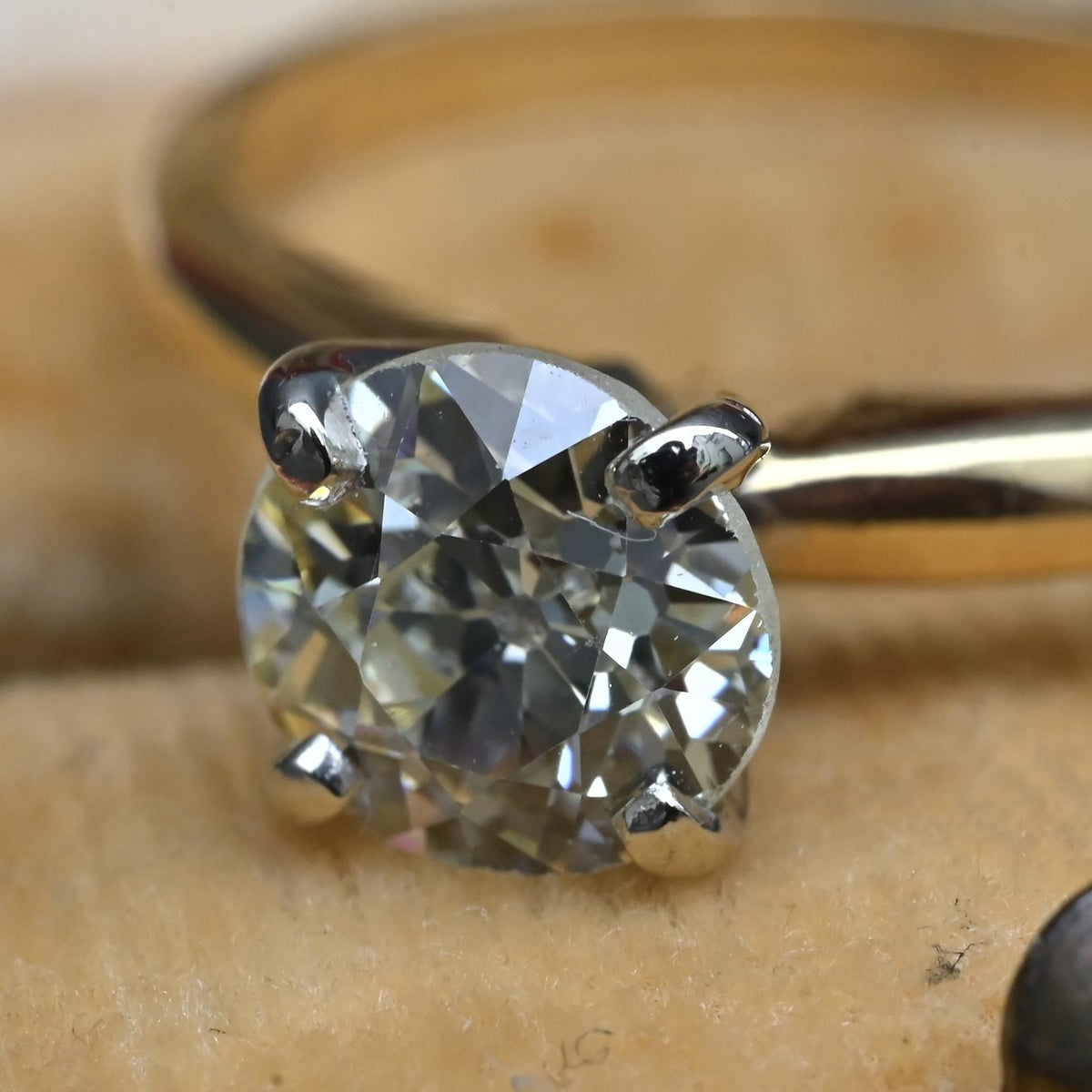 Antique 1.00ct Old European Cut Diamond Engagement Ring 14K Two Tone Gold Size 6