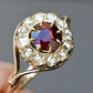 Exceptional 14K Victorian Period Garnet & Diamond Ring Size 8.25