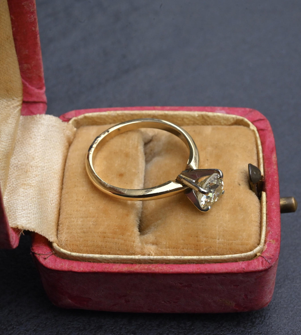 Antique 1.00ct Old European Cut Diamond Engagement Ring 14K Two Tone Gold Size 6