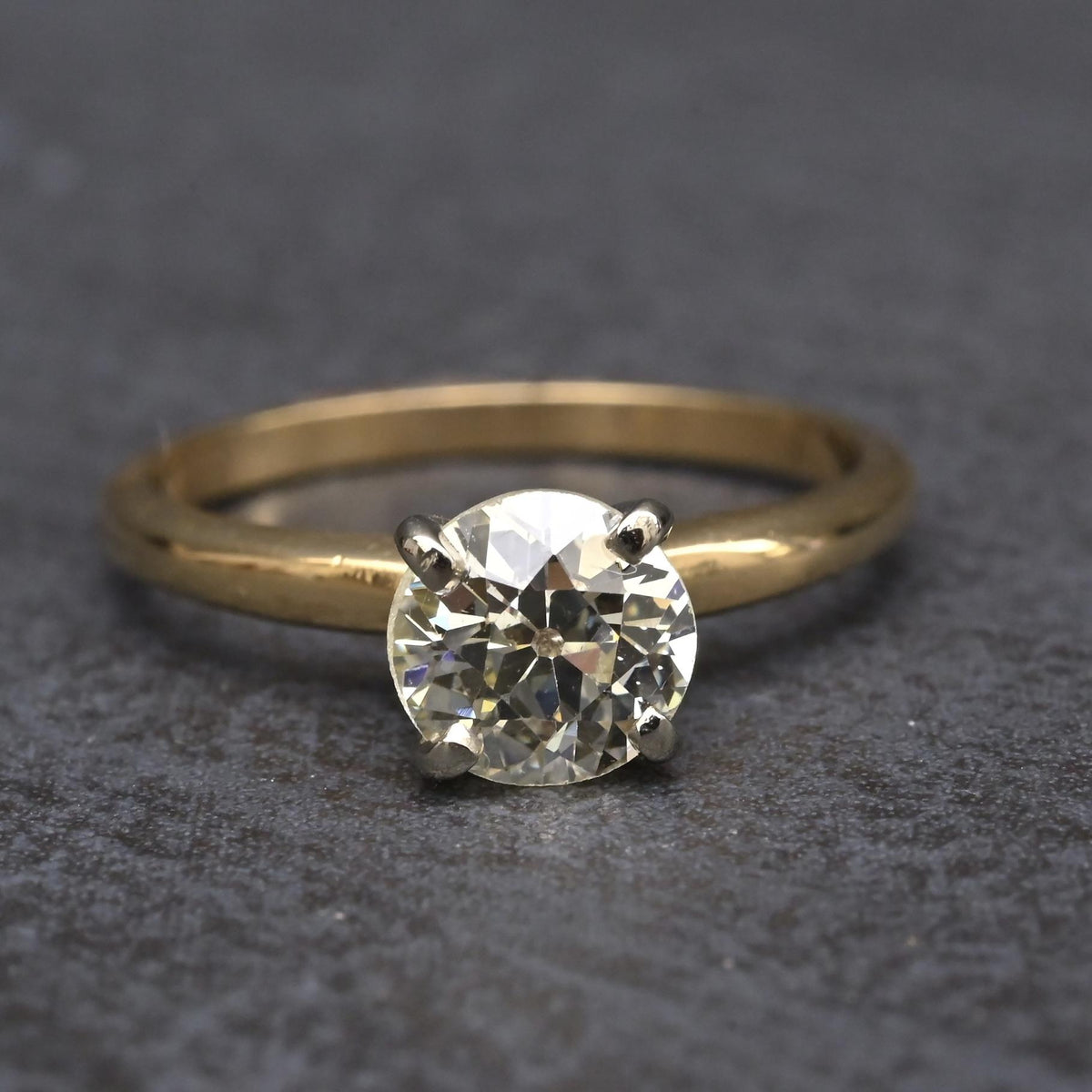 Antique 1.00ct Old European Cut Diamond Engagement Ring 14K Two Tone Gold Size 6
