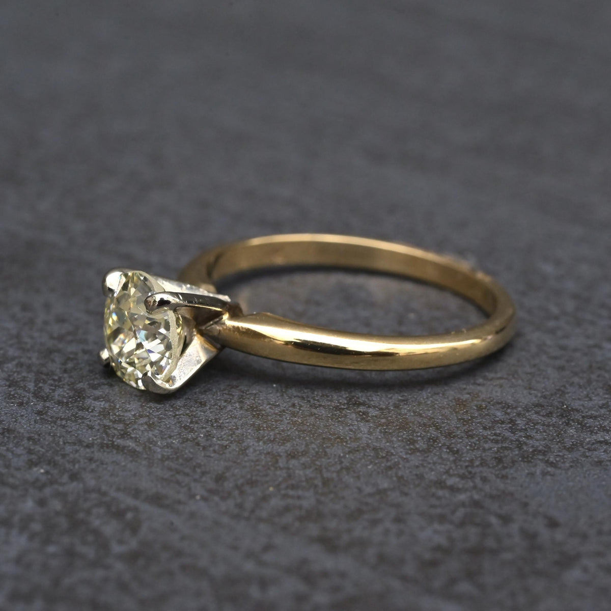 Antique 1.00ct Old European Cut Diamond Engagement Ring 14K Two Tone Gold Size 6